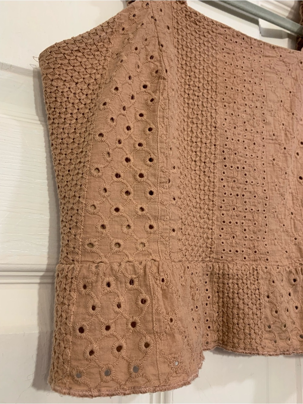 Urban Romantics Carmel Brown Eyelet Cropped Small Tank Top. 3377 - Picture 2 of 6